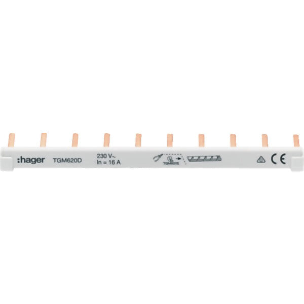 Hager Phasenschienen 6qmm, 10 Pole,Endk. TGM620D(VE)